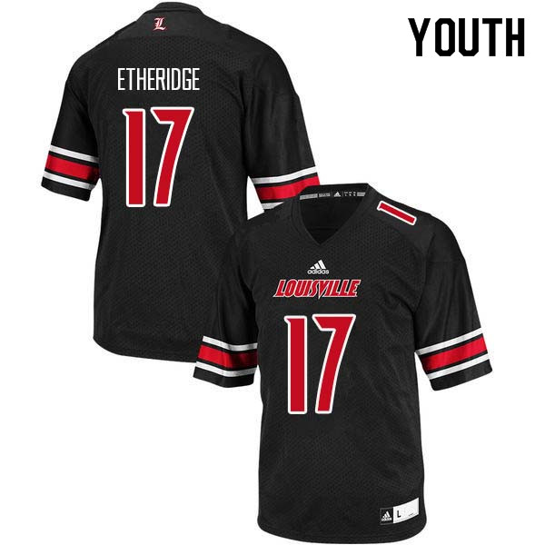 Youth Louisville Cardinals #17 Dorian Etheridge College Football Jerseys Sale-Black - Click Image to Close